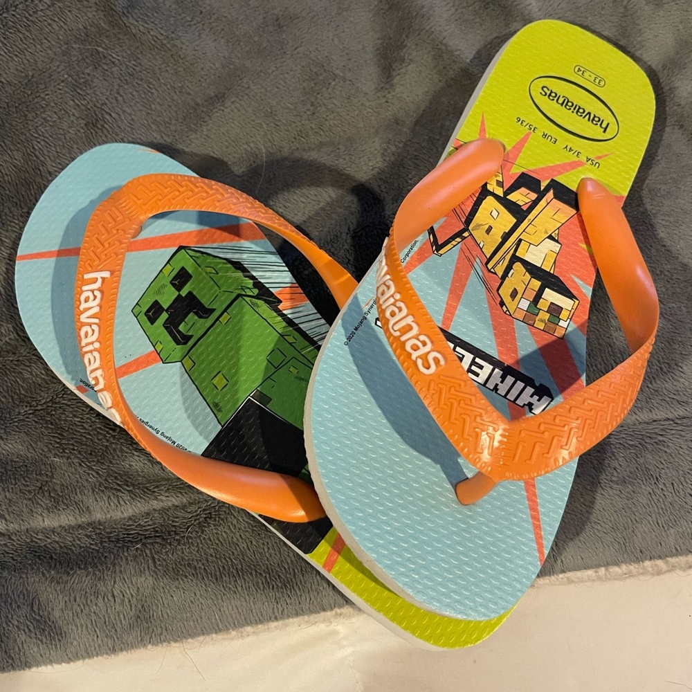 Havaianas Kids Flip Flops - Orange and Light Blue
